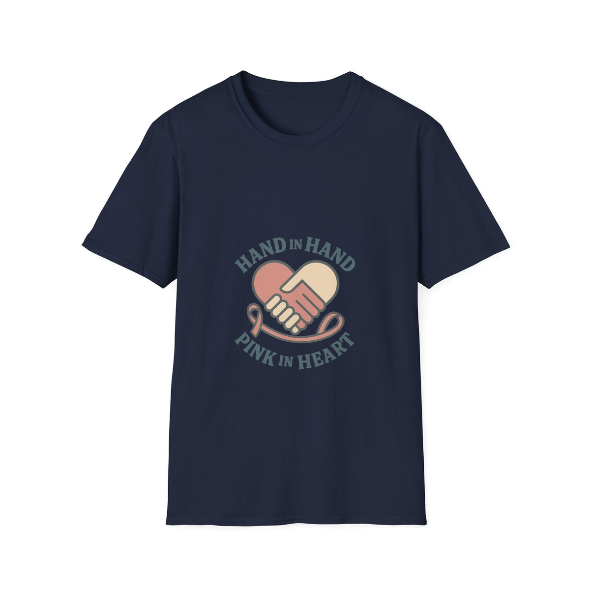 T-Shirt — "Hand in Hand, Pink at Heart" Heart-Shake Breast Cancer Support Tee - Trending Now - October 2026