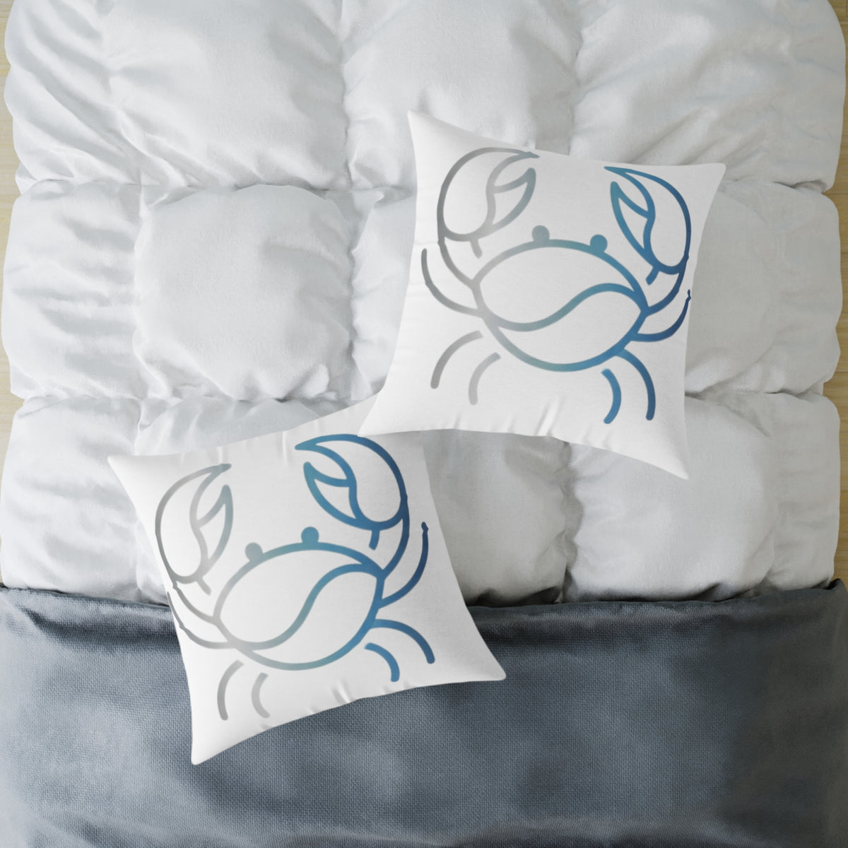 Cancer Zodiac Coastal Crab Square Throw Pillow