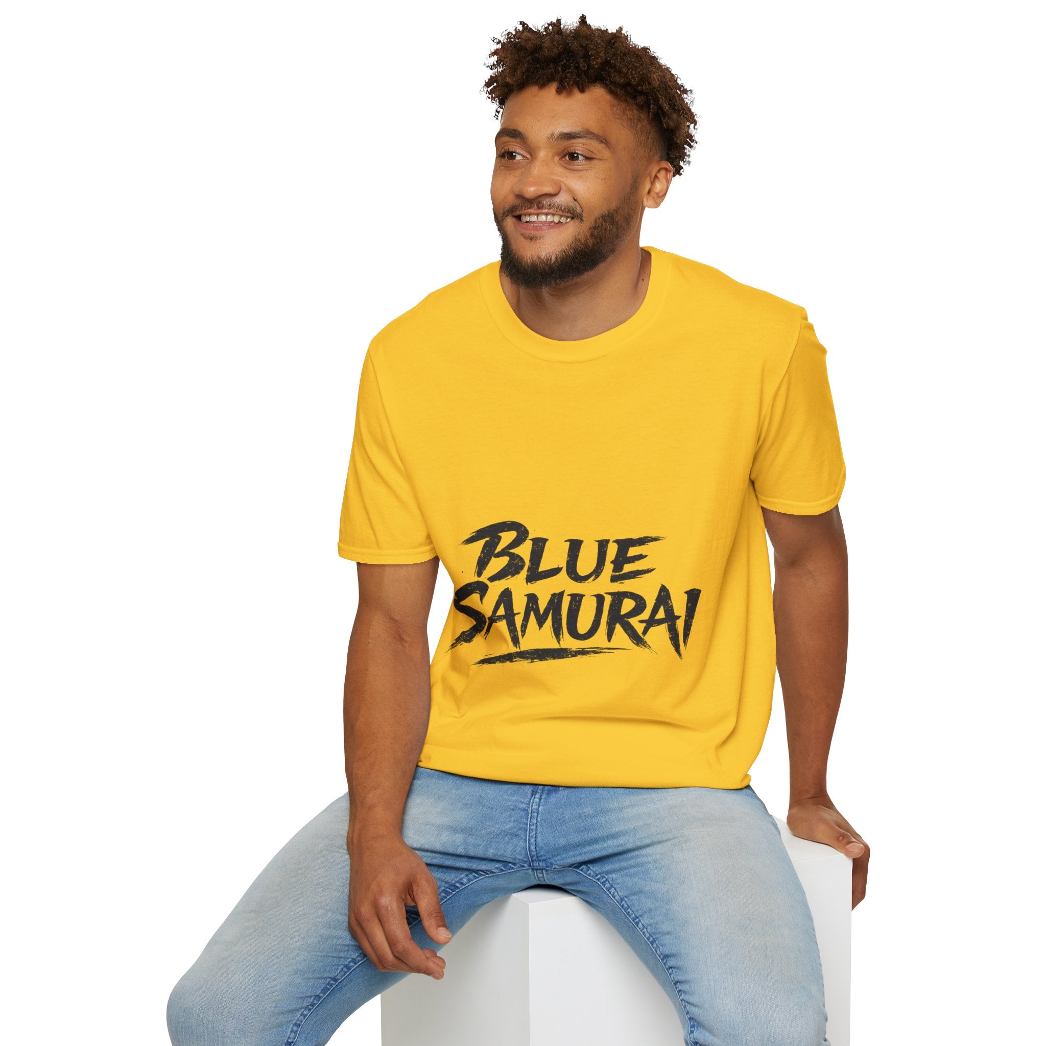 Japan Blue Samurai T-Shirt — Bold Brushstroke Graphic Tee