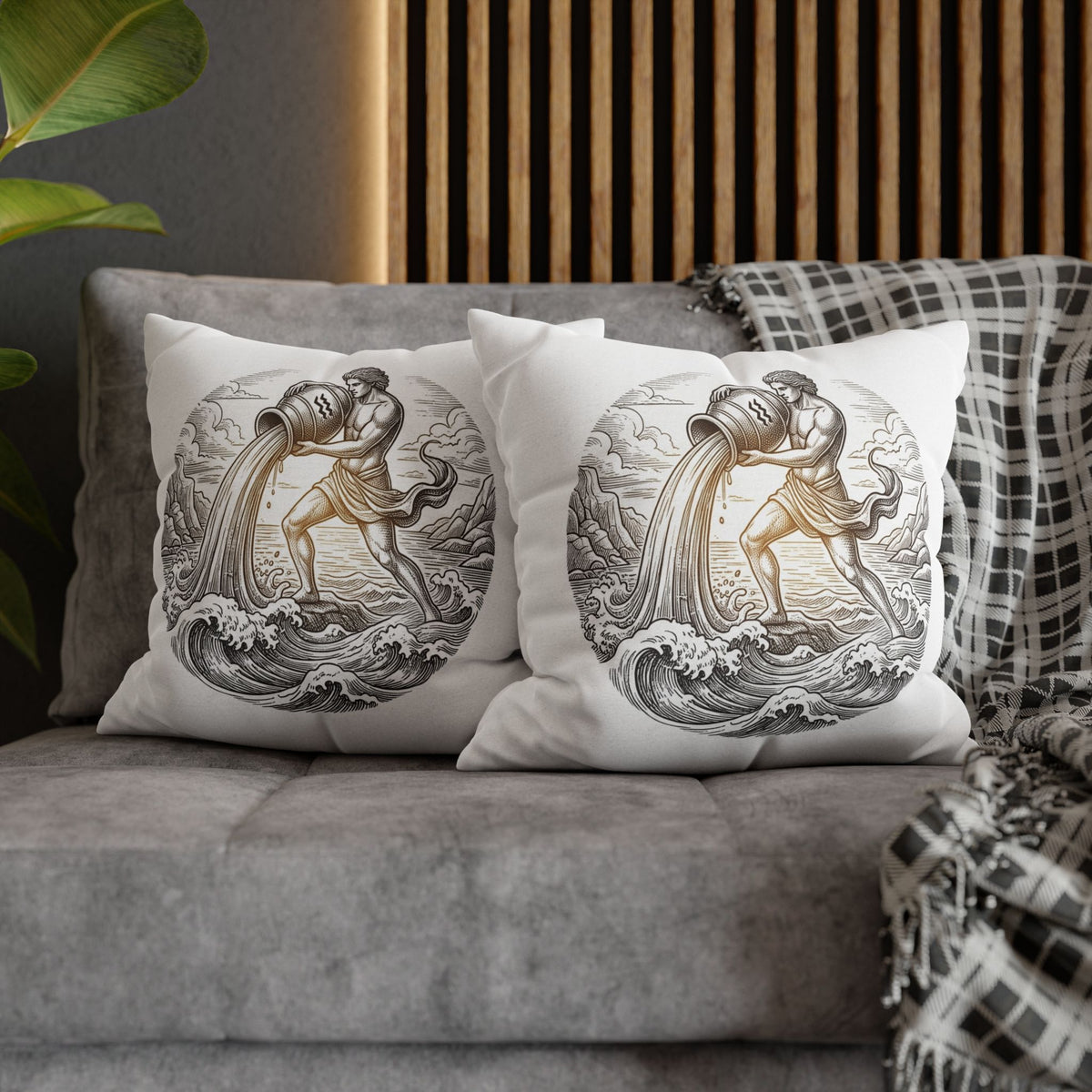 Aquarius Zodiac Throw Pillowcase — Astrology Decorative Pillow Cover