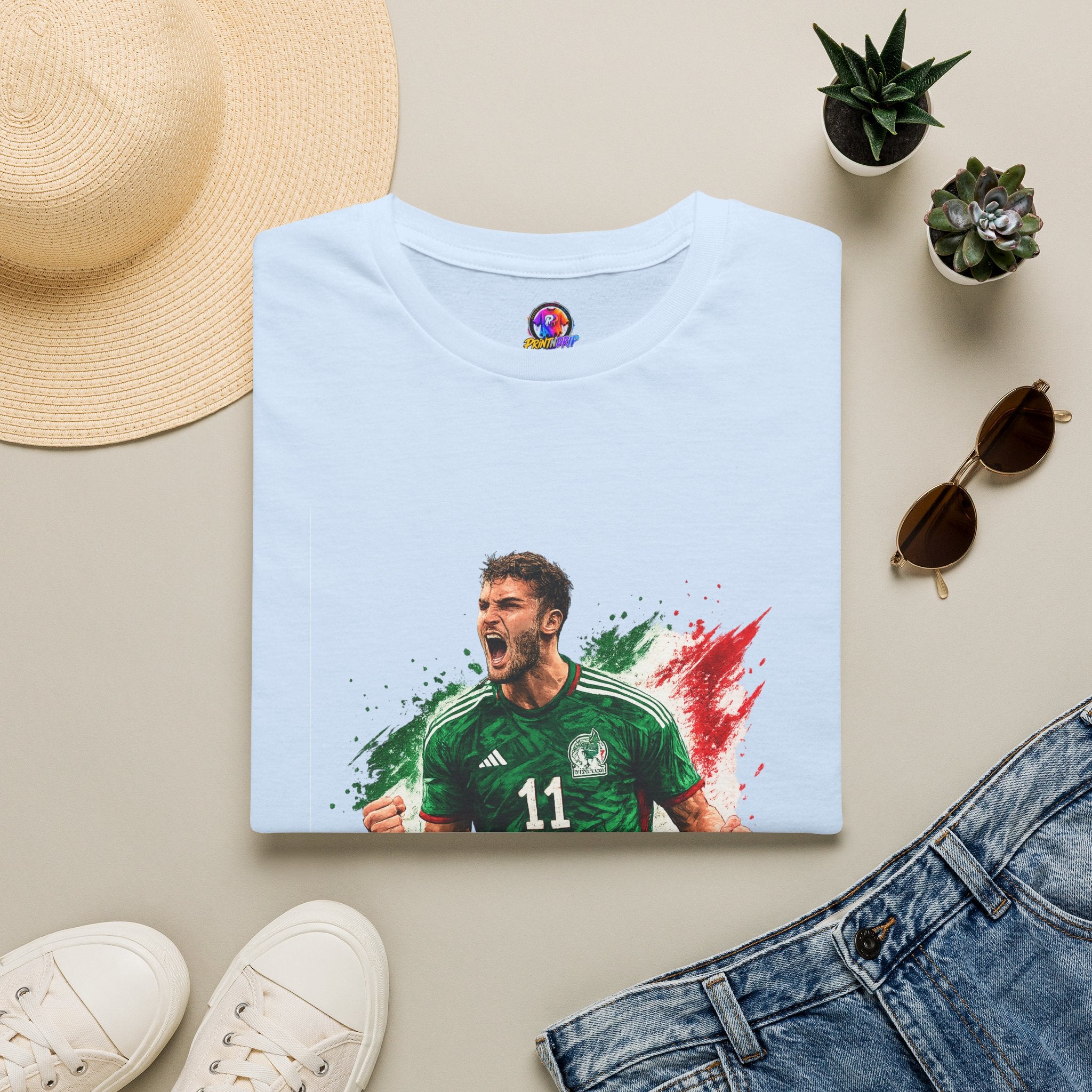 Mexico Soccer Jersey T-Shirt — Santiago Giménez Mexico #11 Fan Tee