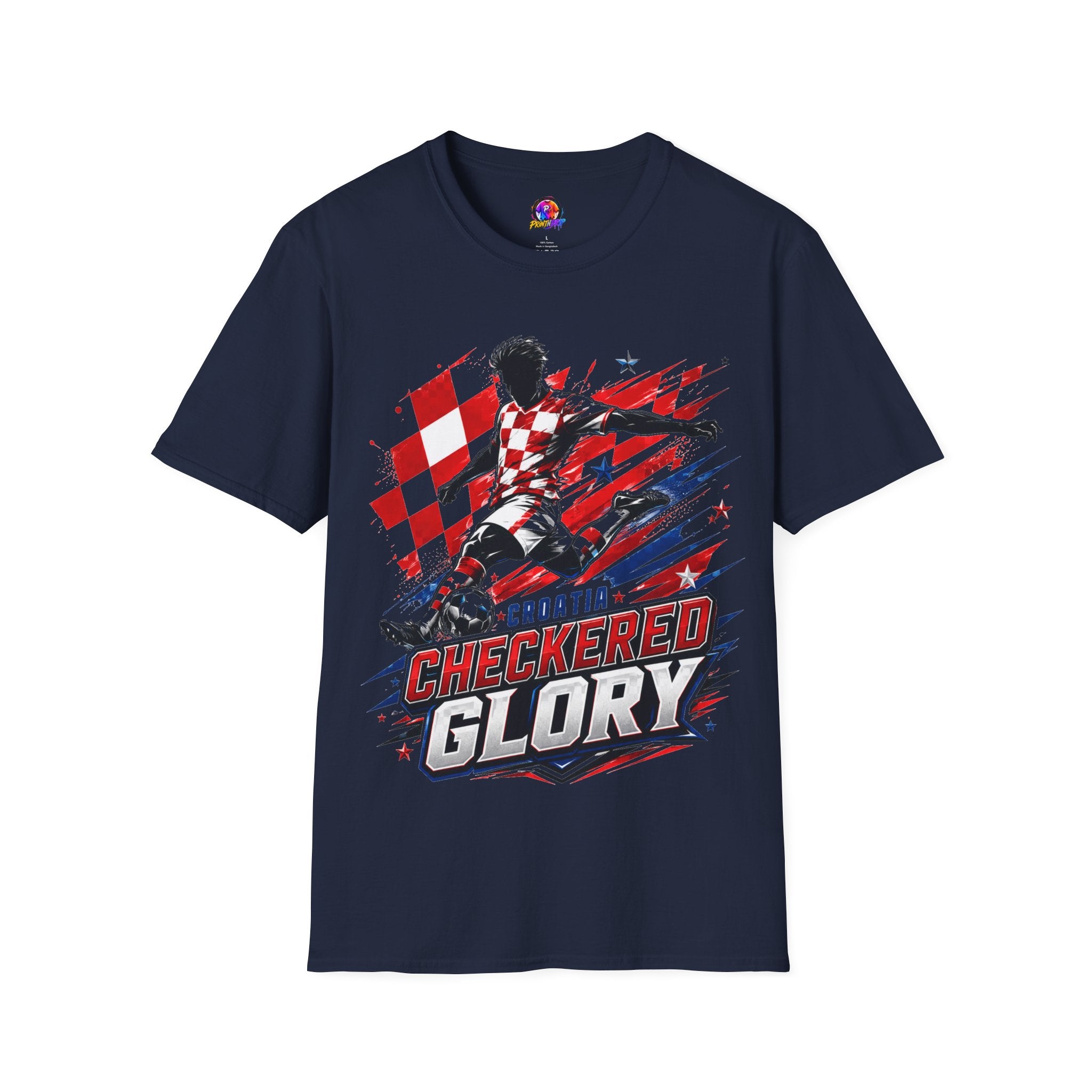 Checkered Glory T-Shirt — Croatia Soccer Fan Tee