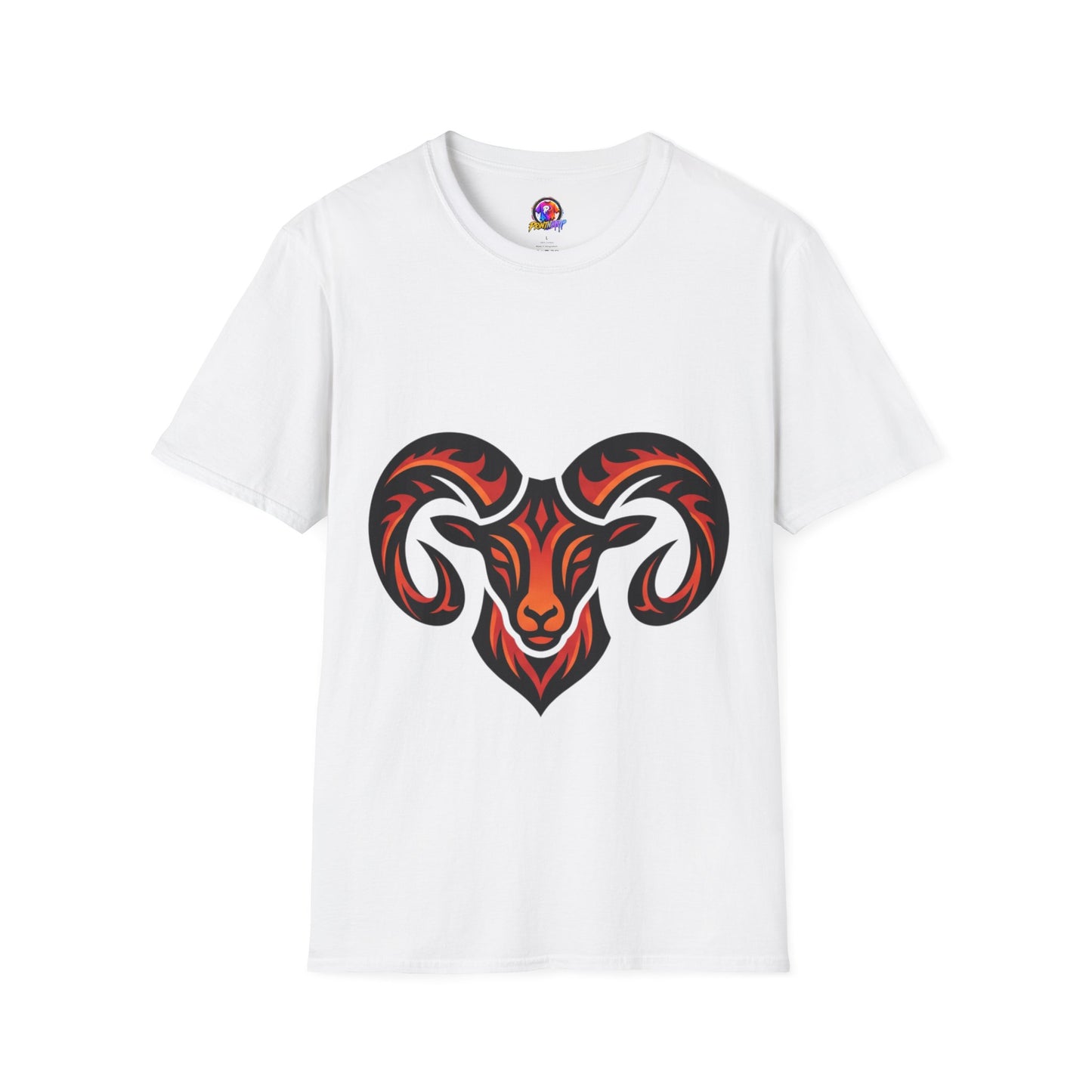 Ram Head Graphic T-Shirt — Tribal Flame Aries Design