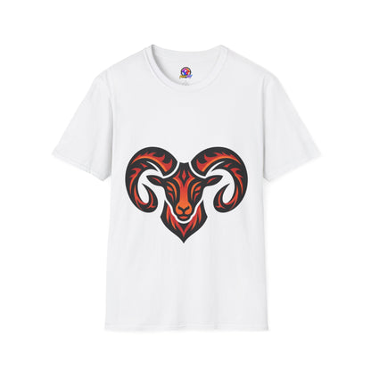 Ram Head Graphic T-Shirt — Tribal Flame Aries Design