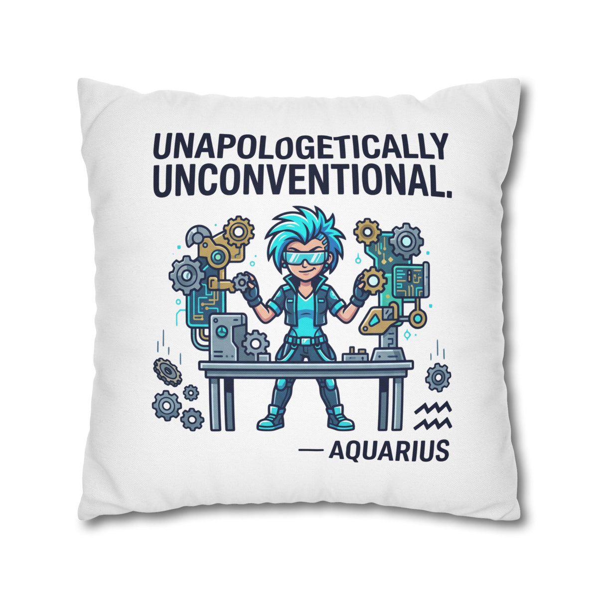 Aquarius Zodiac Spun Polyester Square Pillowcase