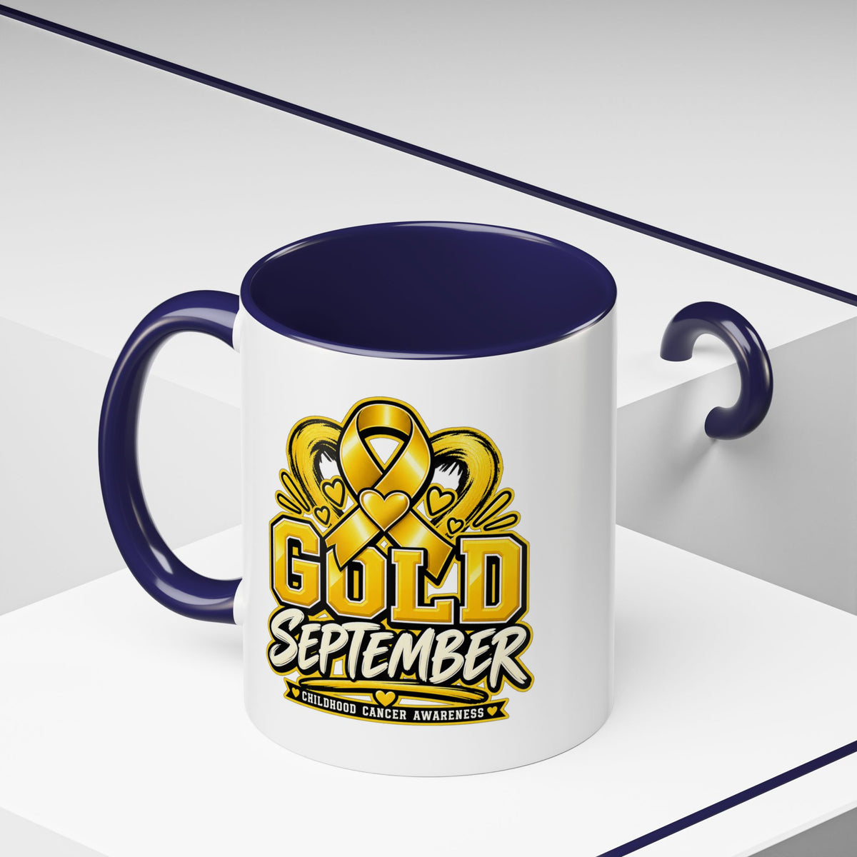 Gold September Coffee Mug — Childhood Cancer Awareness Accent Mug (11/15oz)