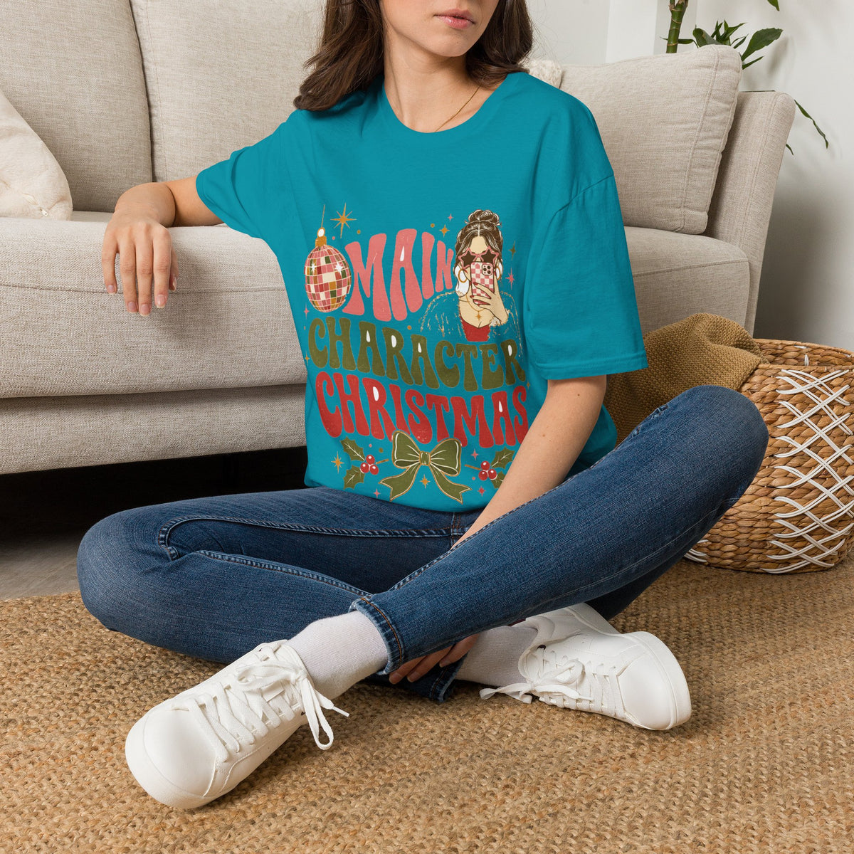 Christmas T-Shirt — "Main Character Christmas" Graphic Tee (Holiday Mom Aesthetic)