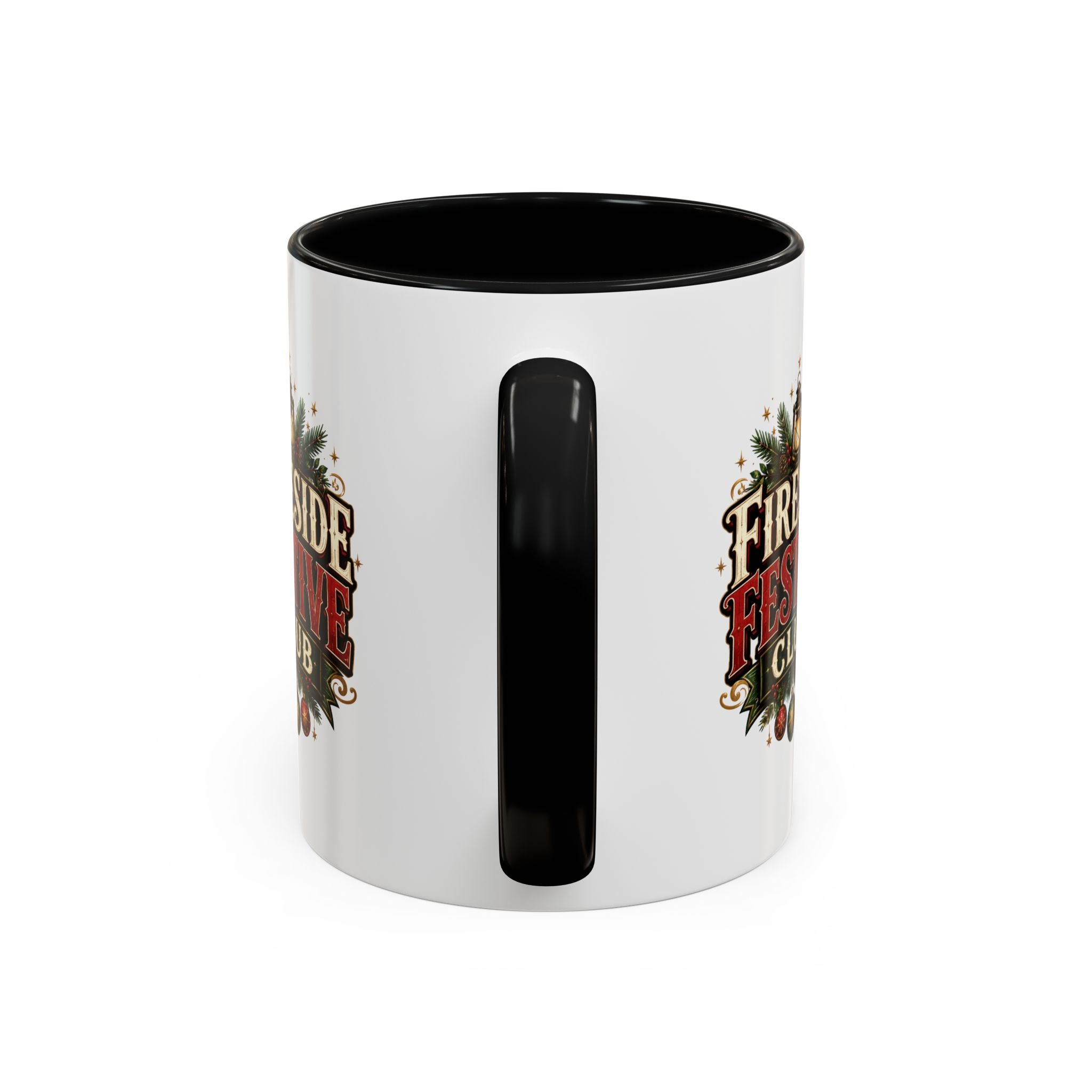 Fireside Festive Club Accent Coffee Mug — Holiday Christmas Hot Cocoa Gift
