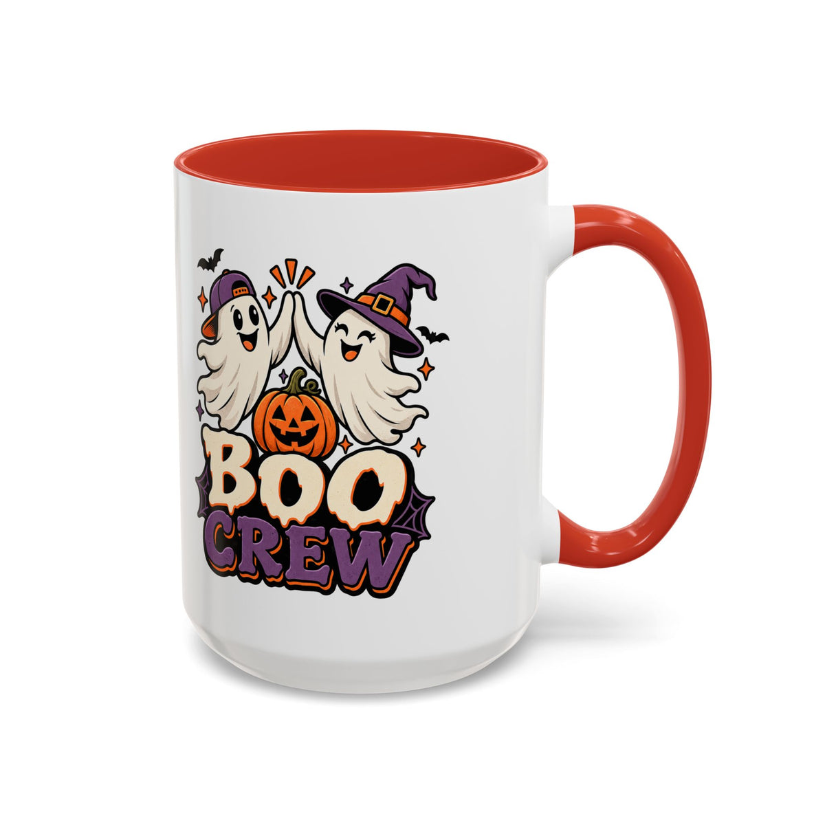 Boo Crew Halloween Accent Coffee Mug — Cute Ghosts & Jack-O'-Lantern Design (11/15 oz)