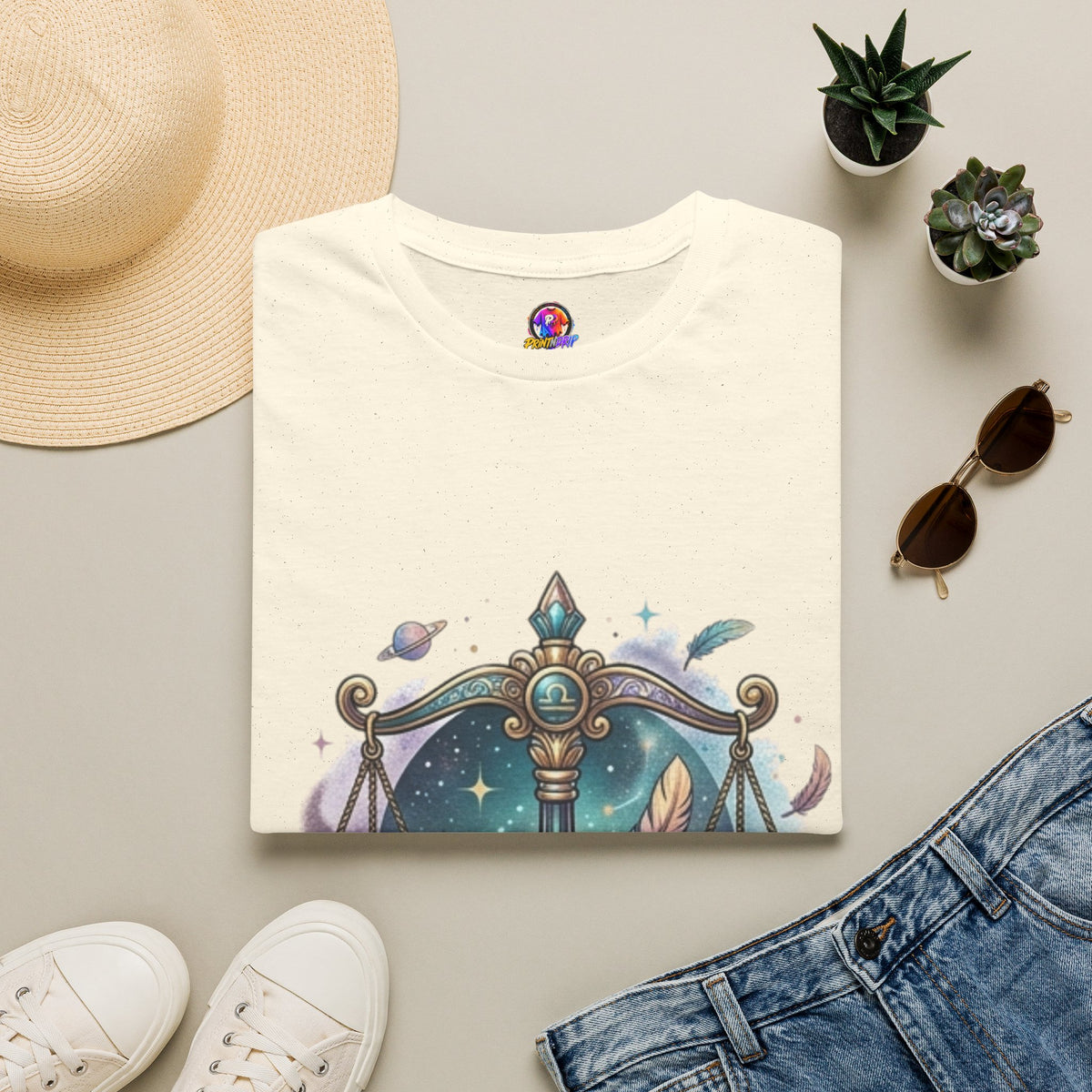 Libra Scales Zodiac T-Shirt — Celestial Astrology Graphic Tee