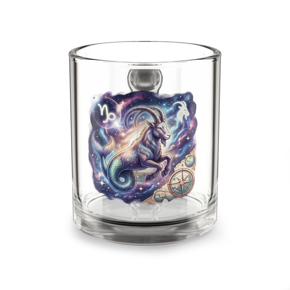 Capricorn Zodiac Glass Mug — 10oz Celestial Goat Astrology Coffee Cup