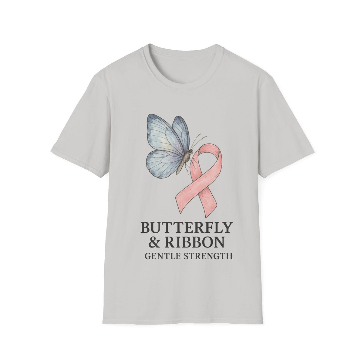 Butterfly and Ribbon Gentle Strength Graphic Tee, Pink Ribbon Breast Cancer T-Shirt - Trending Now - September 2026