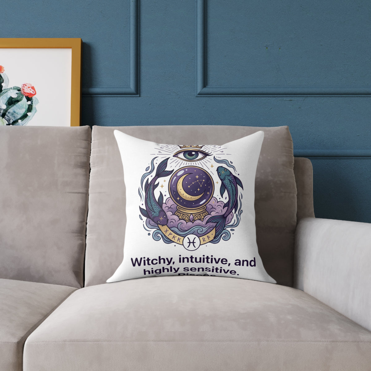 Pisces Zodiac Highly Sensitive And Intuitive Square Poly Canvas Pillow