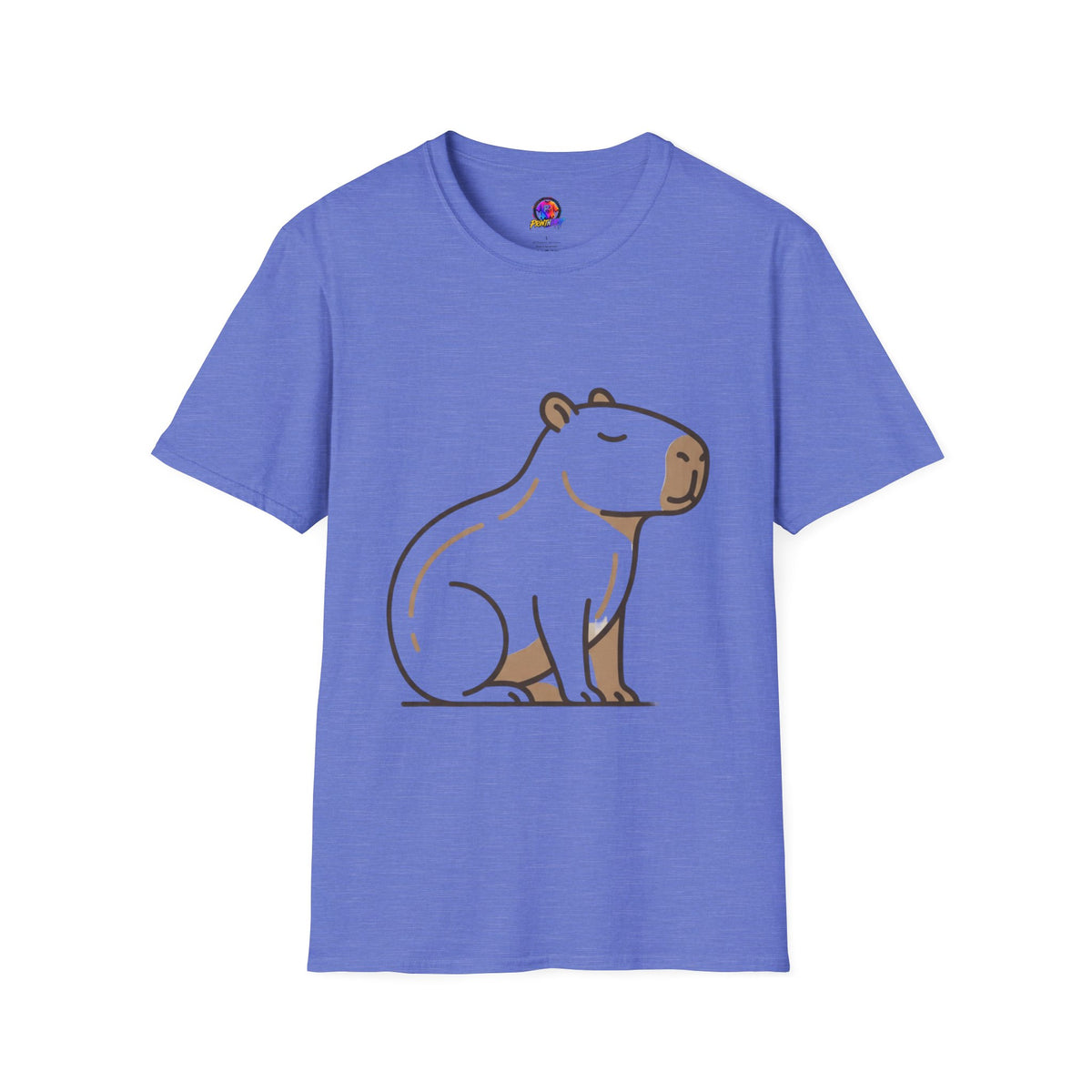 Cute Relaxed Capybara T-Shirt — Minimal Cartoon Capybara Graphic Tee