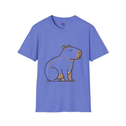 Cute Relaxed Capybara T-Shirt — Minimal Cartoon Capybara Graphic Tee