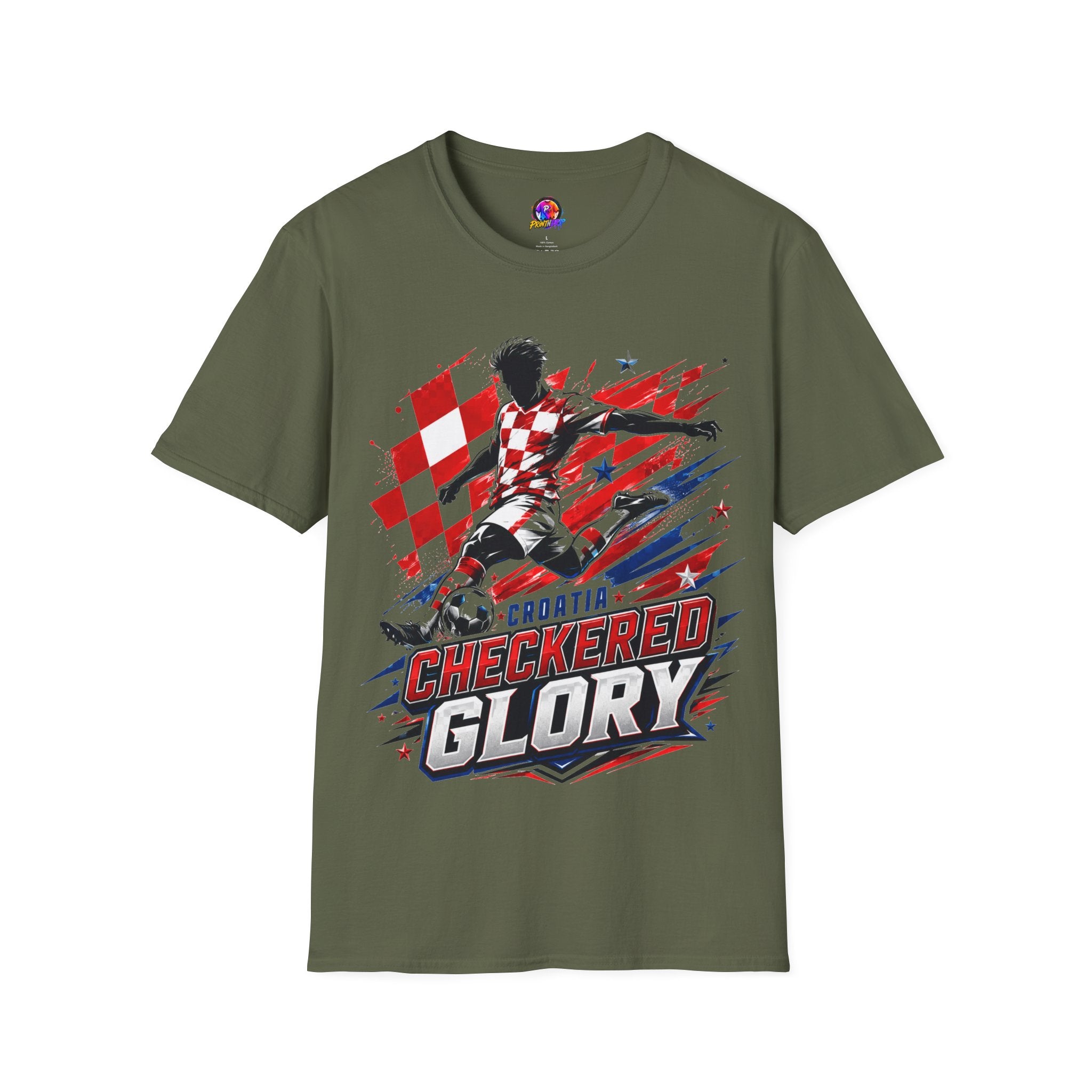 Checkered Glory T-Shirt — Croatia Soccer Fan Tee
