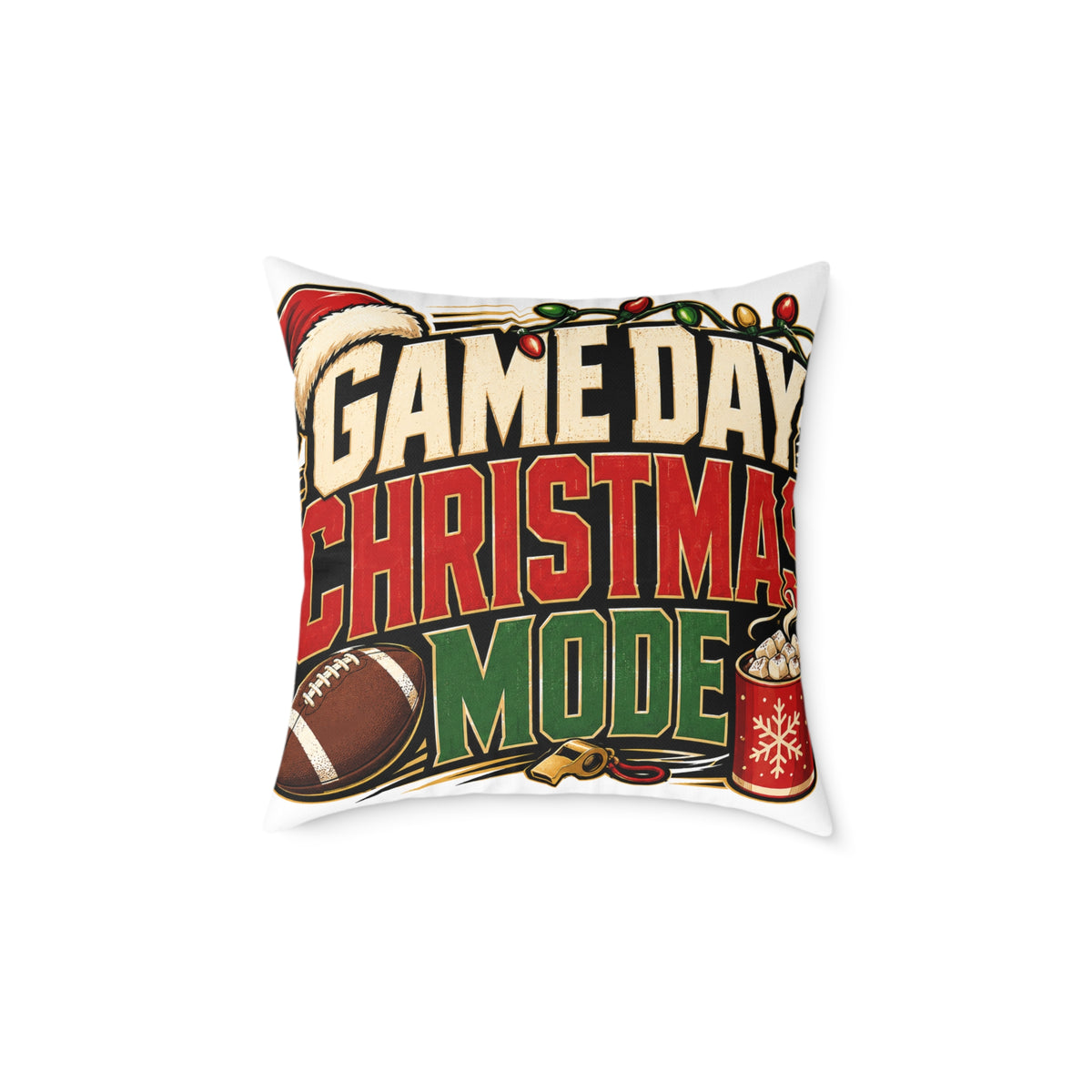 Modern Day Christmas Game Day Christmas Mode Square Poly Canvas Pillow