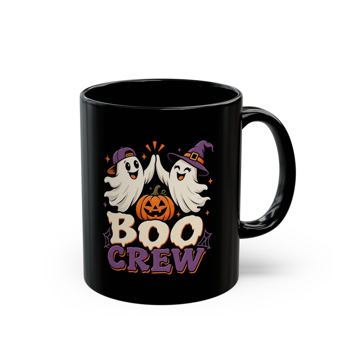 Halloween Boo Crew Mug — Black Ceramic Coffee Cup (11oz, 15oz)
