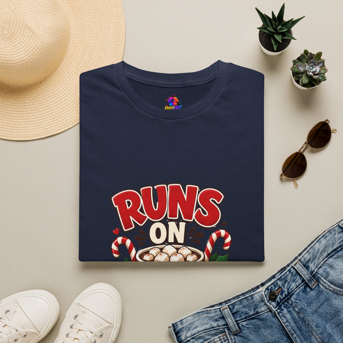 T-Shirt — Runs On Cocoa Holiday Graphic Tee
