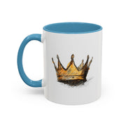 Royal Crown Accent Coffee Mug — Hand-Sketched Gold Crown Design