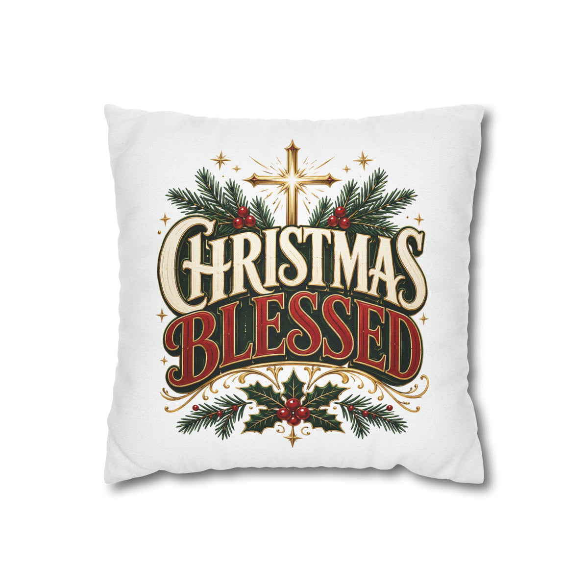 Christmas Spun Square Pillowcase Christmas Blessed Pillowcase