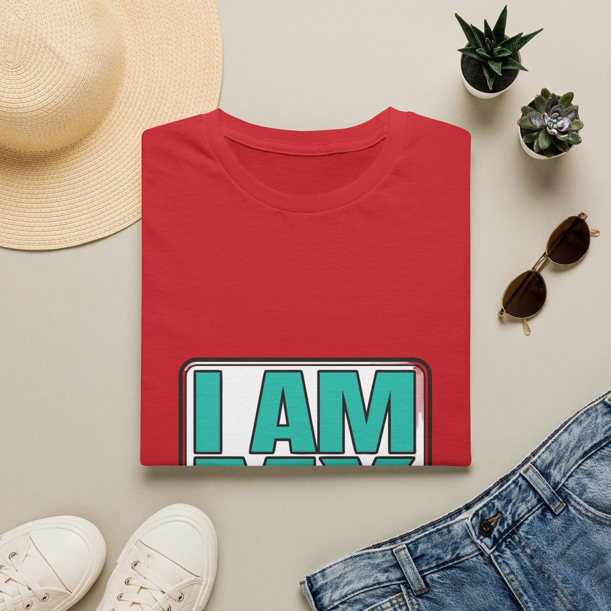 I Am My Perimeter Teal Block Badge T-Shirt - Minimalist Graphic Quote Tee - Trending Now - September 2026
