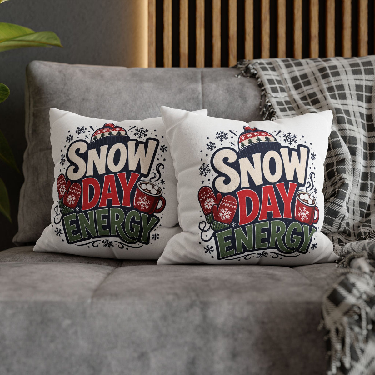Christmas Snow Day Energy Pillowcase — Cozy Winter Decorative Throw Pillow Cover