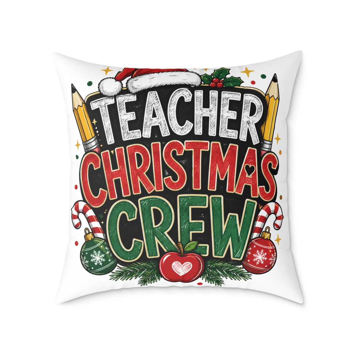 Teacher Christmas Crew Pillow — Holiday Classroom Decorative Throw Pillow