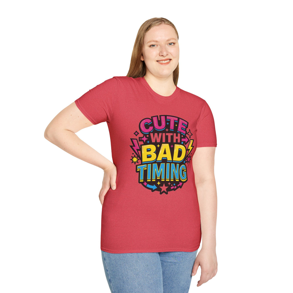 Cute But Bad Timing Graphic T-Shirt — Funny Retro Rainbow Tee - Trending Now - August 2026