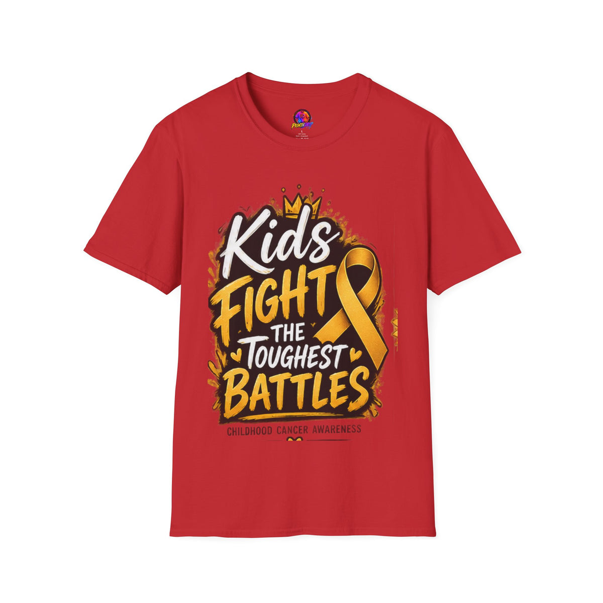 Children's Cancer Awareness T-Shirt — "Kids Fight The Toughest Battles" Gold Ribbon