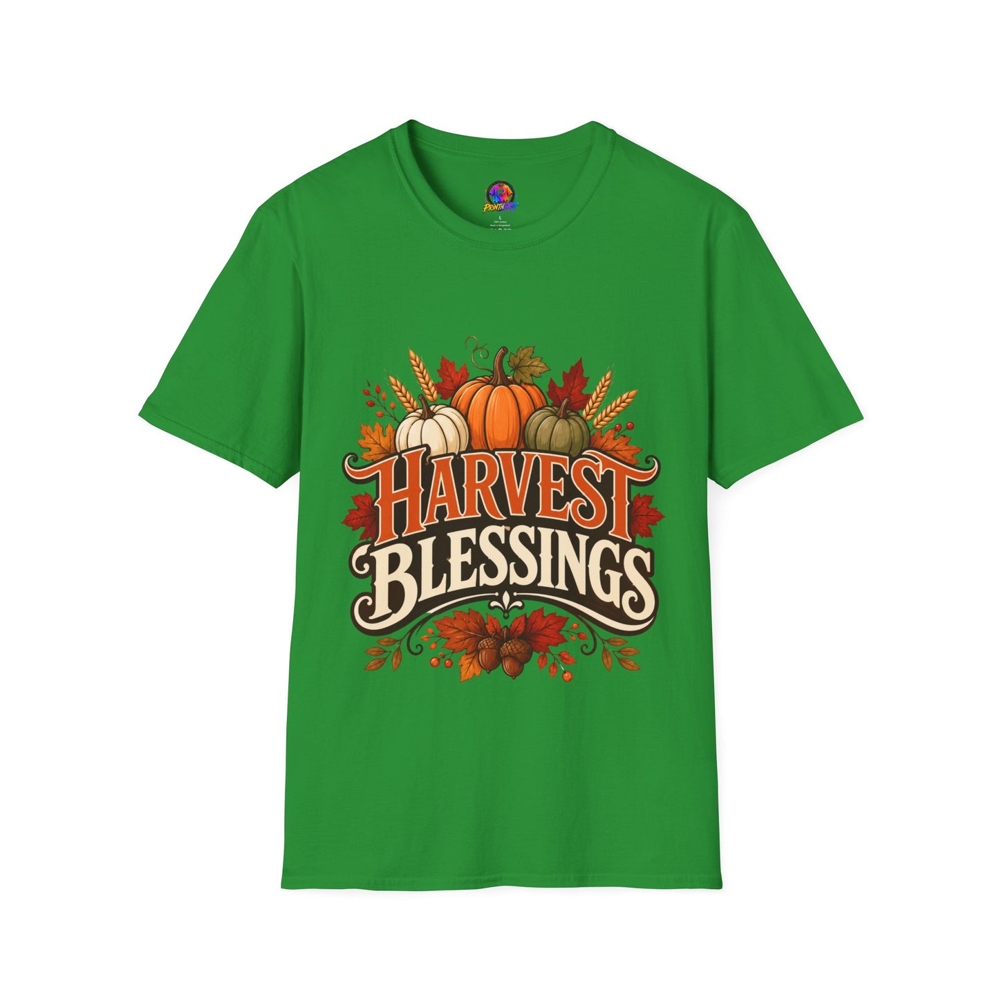 Harvest Blessings T-Shirt — Fall Pumpkin Harvest Graphic Tee for Thanksgiving