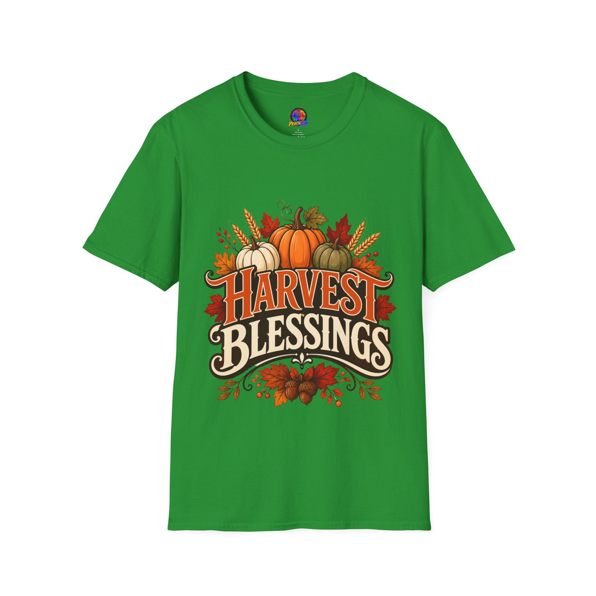 Thanksgiving T-Shirt Harvest Blessings T-Shirt — Fall Pumpkin Harvest Graphic Tee for Thanksgiving