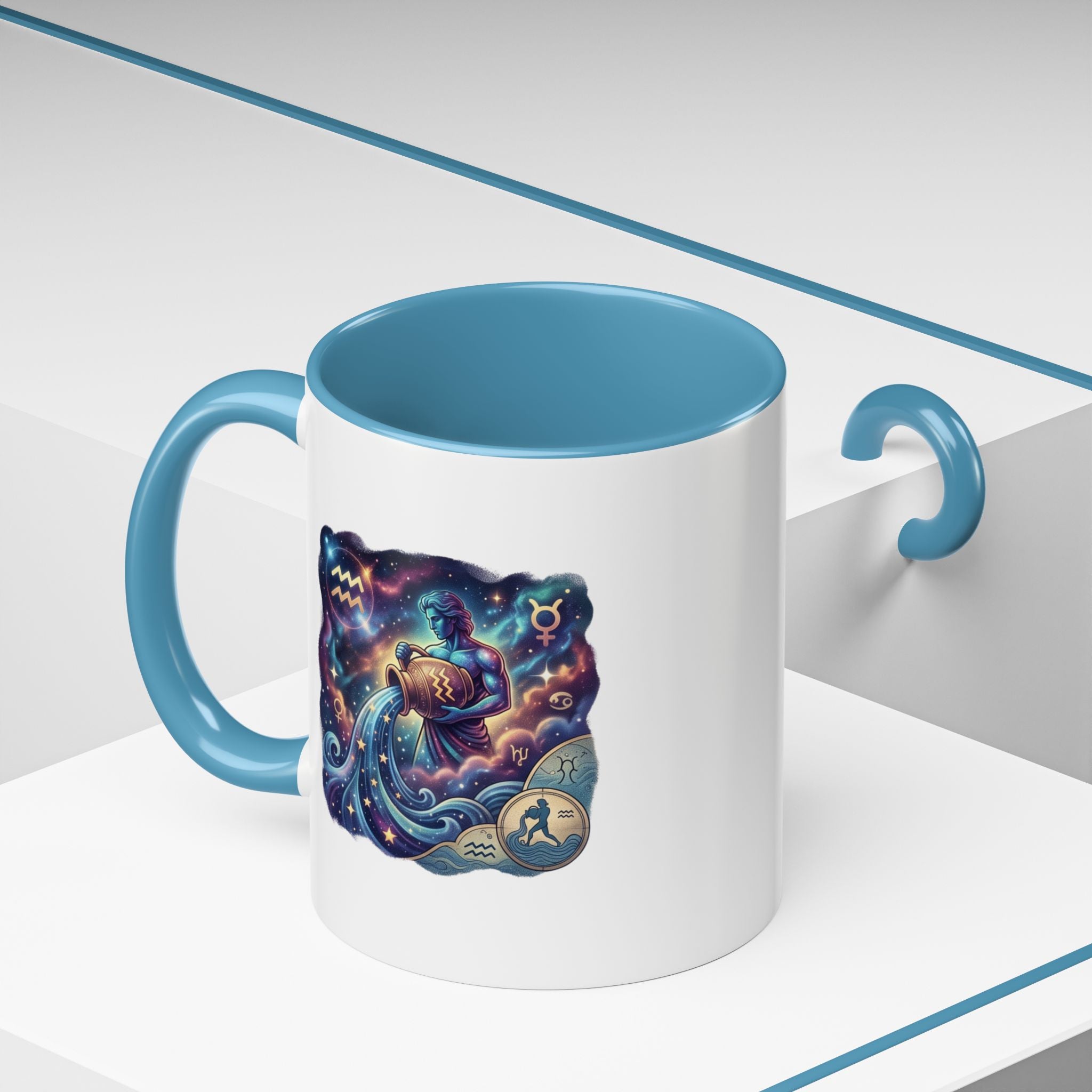 Aquarius Zodiac Coffee Mug — Celestial Water Bearer Accent Mug