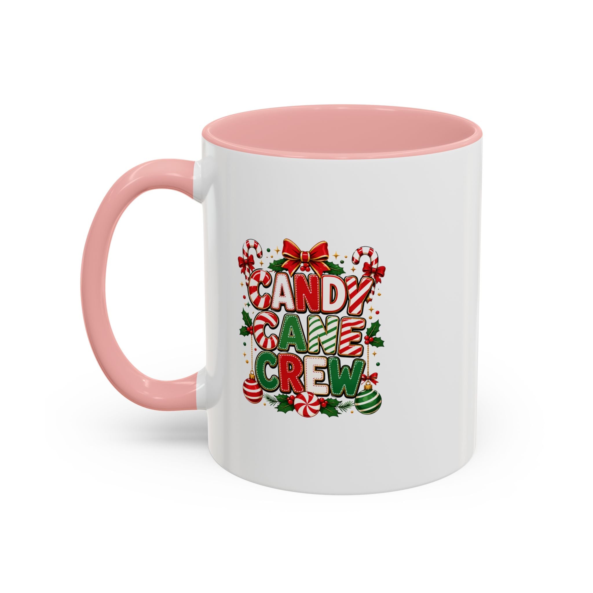 Candy Cane Crew Accent Coffee Mug — Christmas Holiday Hot Cocoa Cup