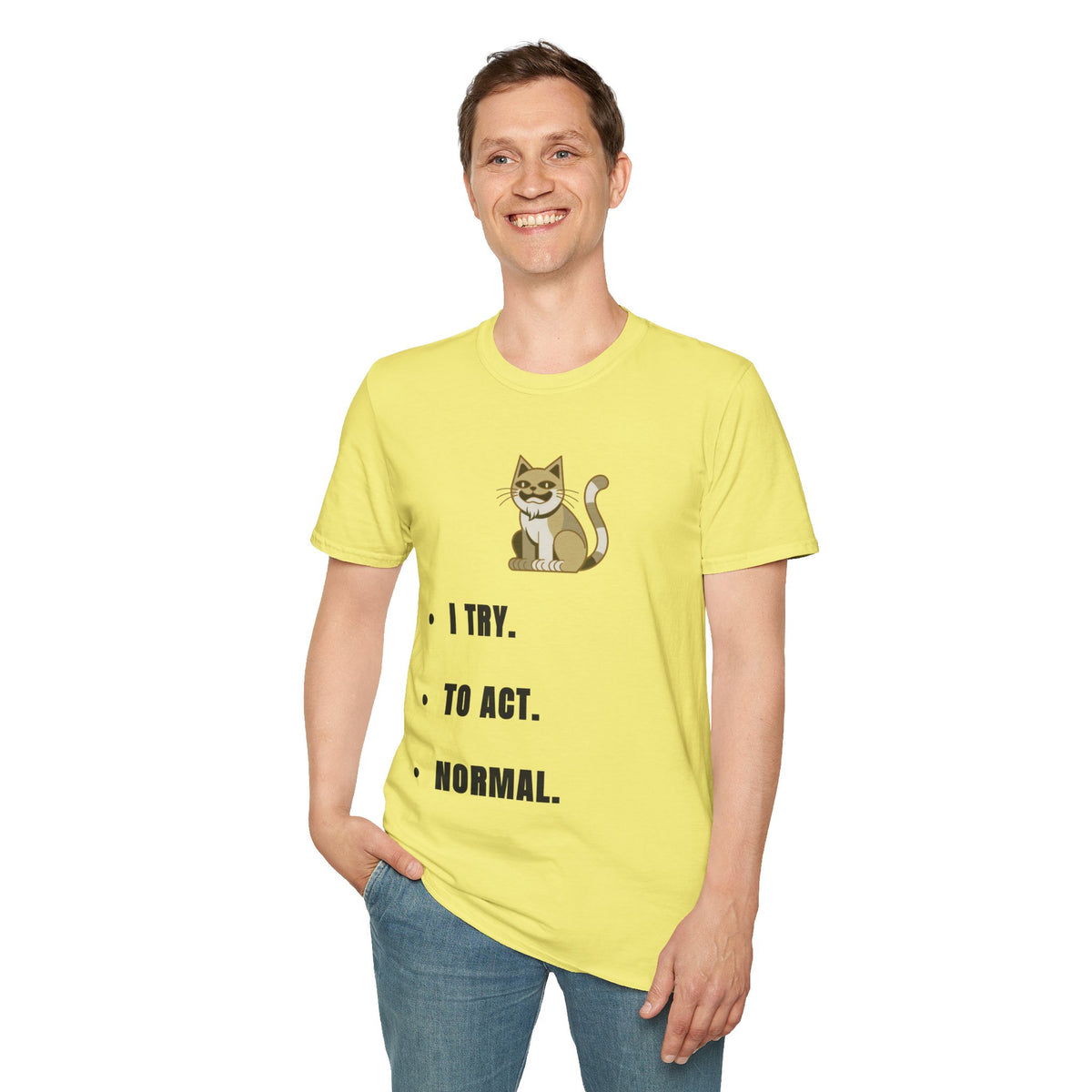 I Try Cat T-Shirt — Cute Cat Illustration Tee with "I Try." Text - Trending Now - September 2026