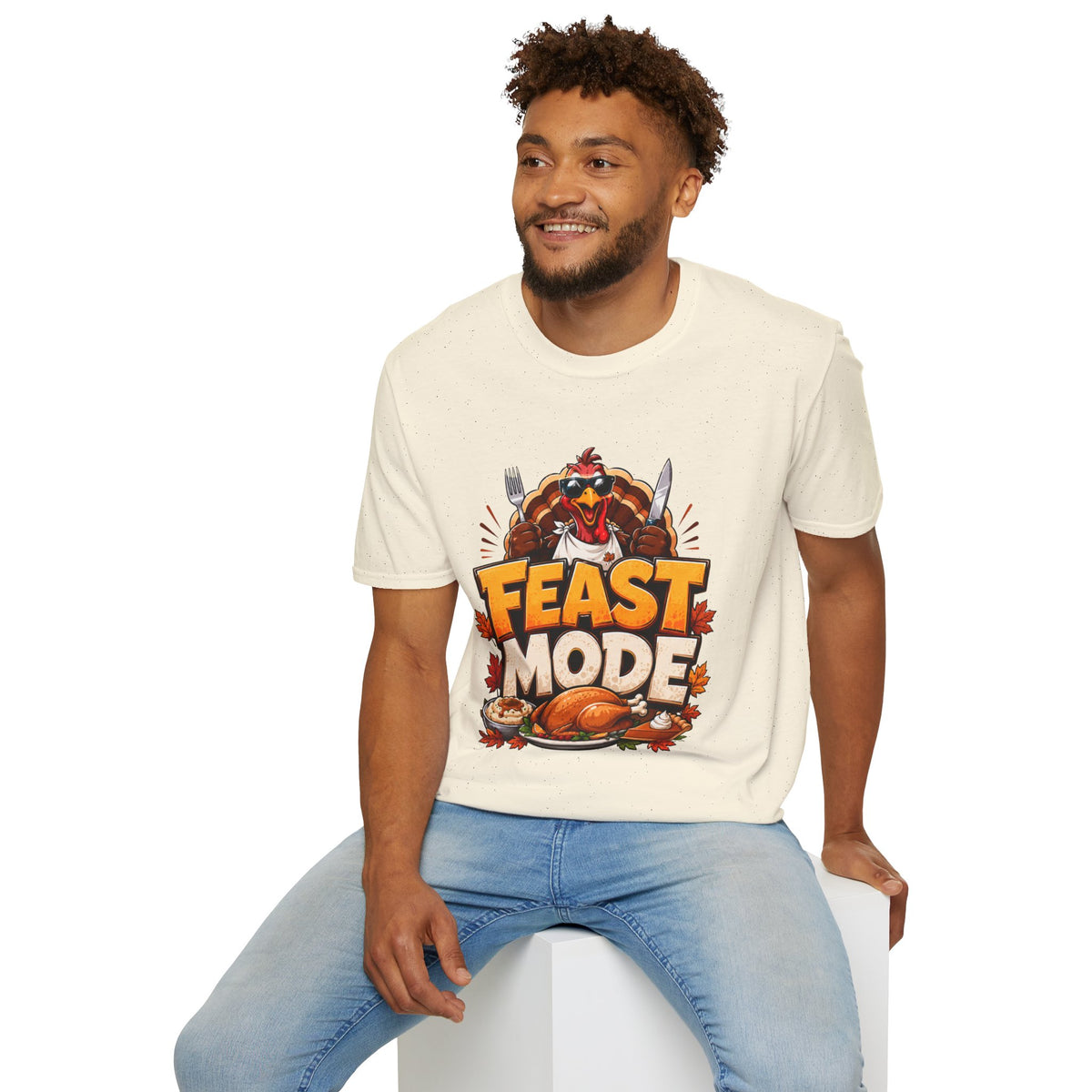 Thanksgiving T-Shirt Feast Mode T-Shirt — Funny Thanksgiving Turkey Graphic Tee