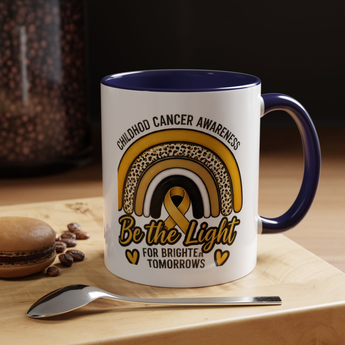 Childhood Cancer Awareness Accent Coffee Mug — "Be the Light" 11/15oz