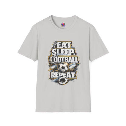 Football 'Eat Sleep Football Repeat' T-Shirt — Vintage Soccer Fan Tee