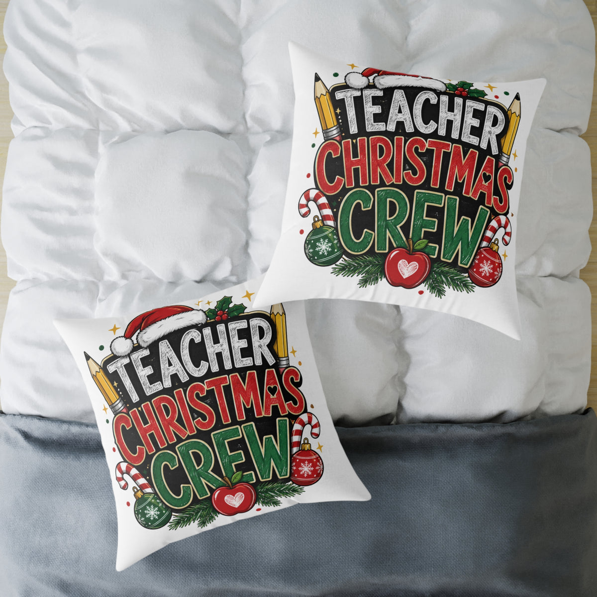 Teacher Christmas Crew Pillow — Holiday Classroom Decorative Throw Pillow
