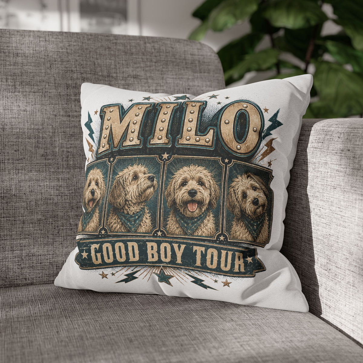 Milo "Good Boy Tour" Dog Photo Throw Pillowcase Milo Bailey Dog Dad Mom