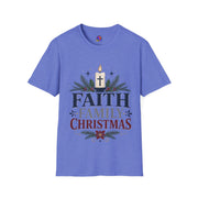 Christmas Faith T-Shirt — "Faith, Family, Christmas" Religious Holiday Tee