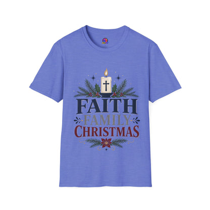 Christmas Faith T-Shirt — "Faith, Family, Christmas" Religious Holiday Tee
