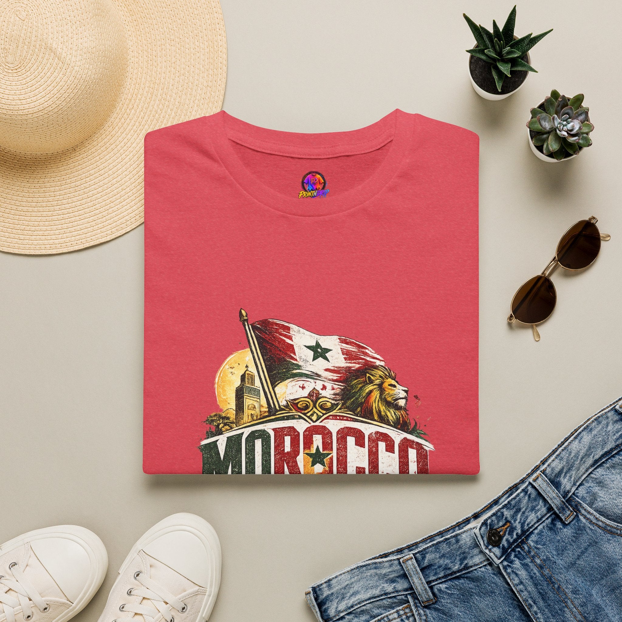Morocco Soccer T-Shirt — Vintage Flag & Lion Football Tee