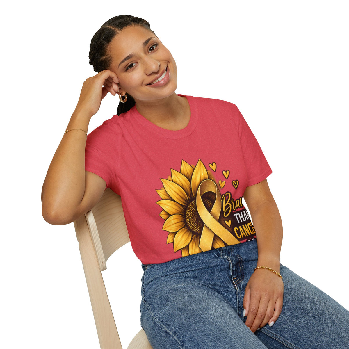 Braver Than Cancer Childhood Cancer Awareness Sunflower T-Shirt