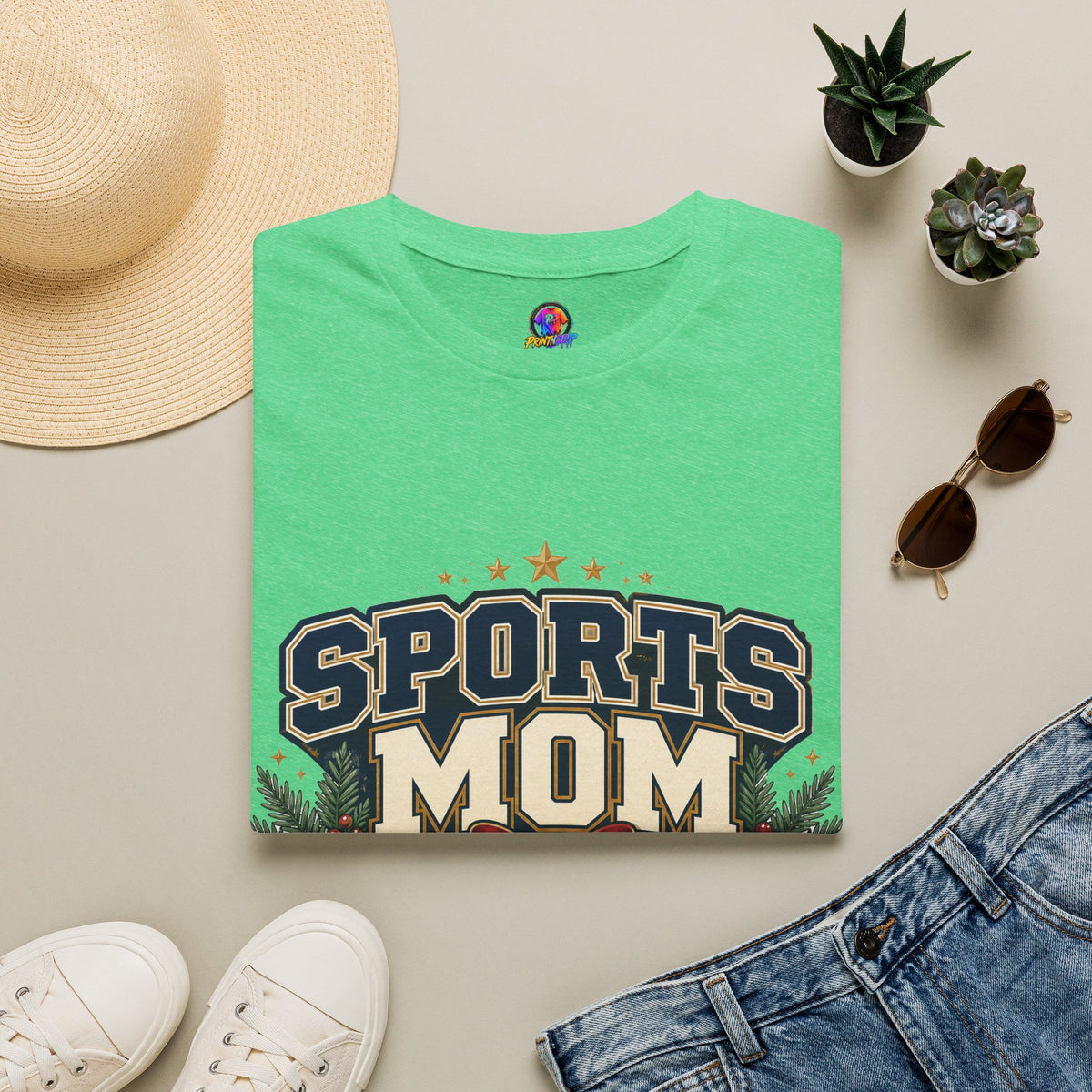 Sports Mom T‑Shirt — "Holiday Hustle" Athletic Mom Tee