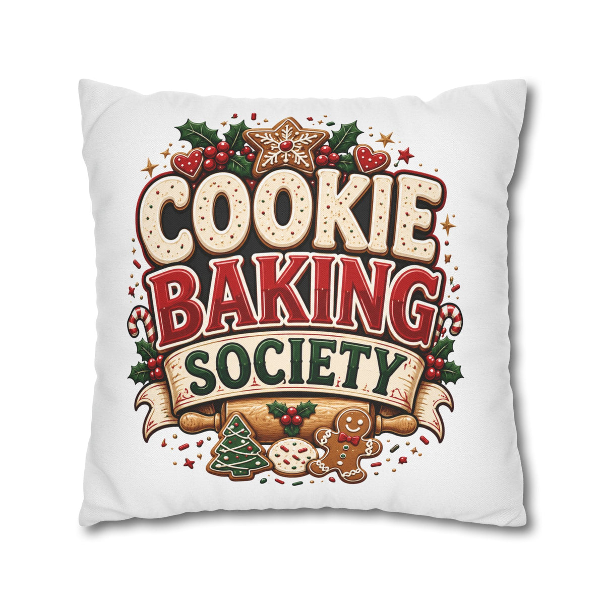 Christmas Cookie Baking Squad Pillowcase — Holiday Decorative Throw Pillow Cover