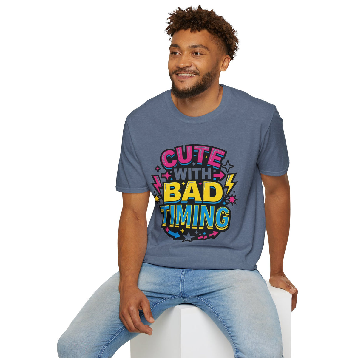 Cute But Bad Timing Graphic T-Shirt — Funny Retro Rainbow Tee - Trending Now - August 2026