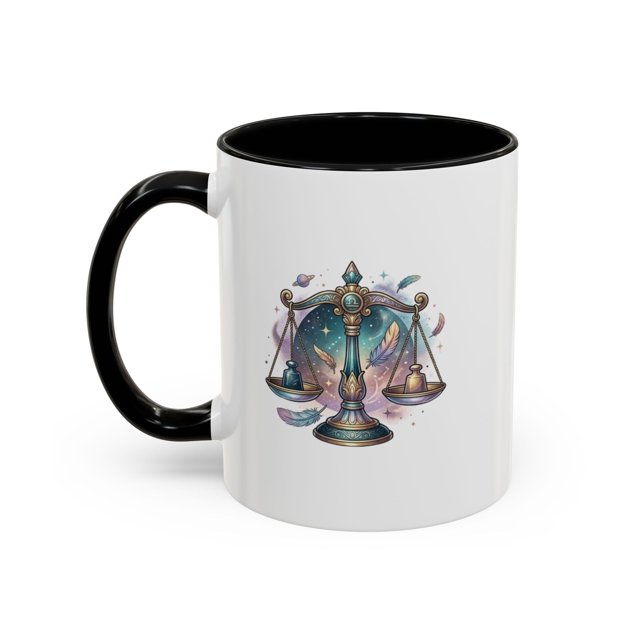 Libra Zodiac Scales Accent Coffee Mug — Astrology Constellation Gift