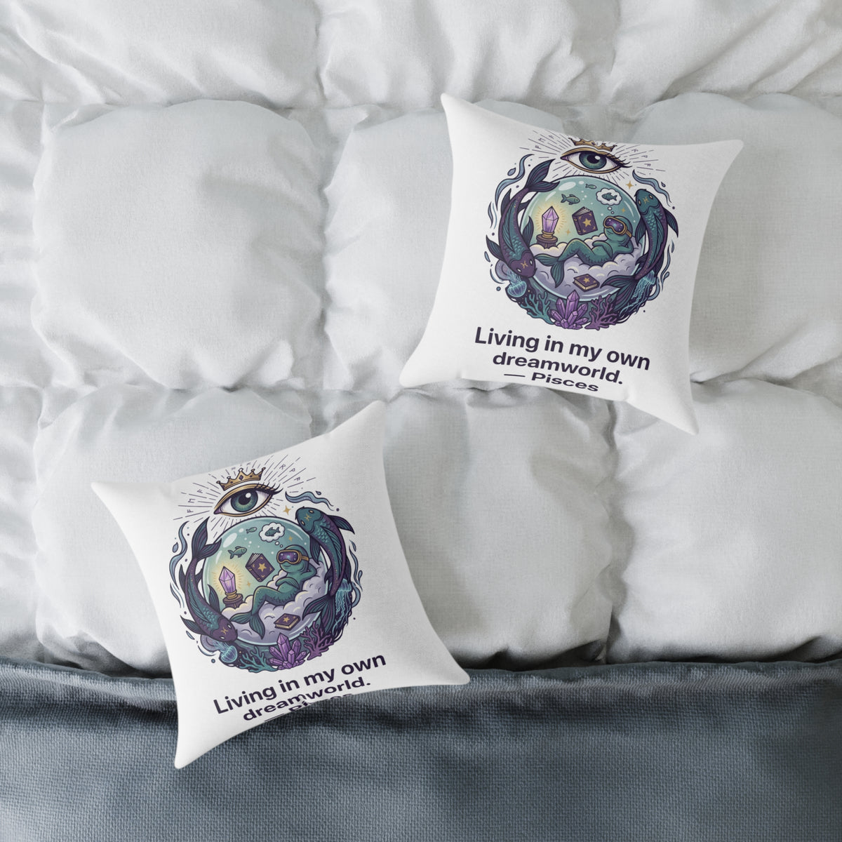 Pisces Zodiac Living In My Own Dream World Square Poly Canvas Pillow