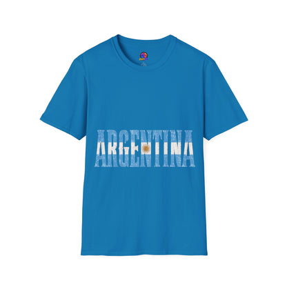 Argentina Flag Stripe T-Shirt — Vintage Blue 'ARGENTINA' Graphic Tee